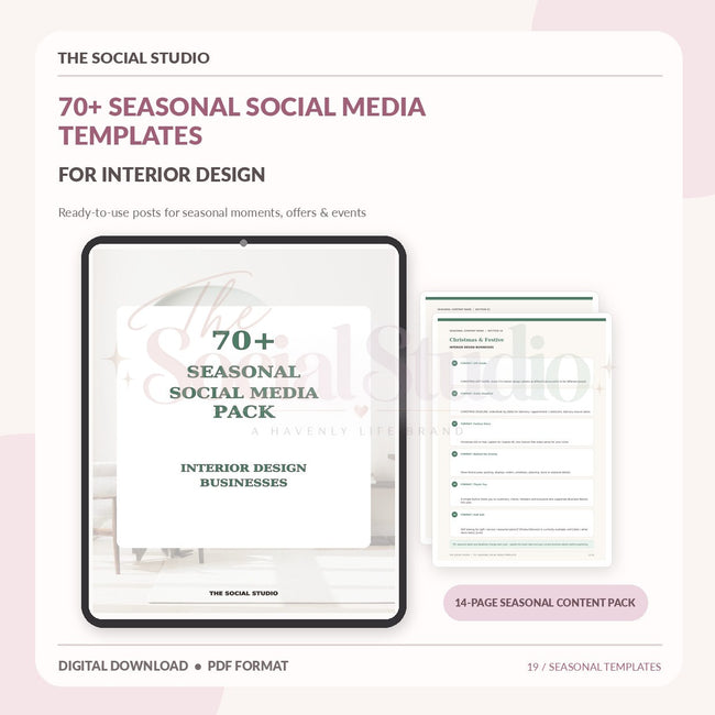 Interior Designers – Seasonal Social Media Pack | The Social Studio