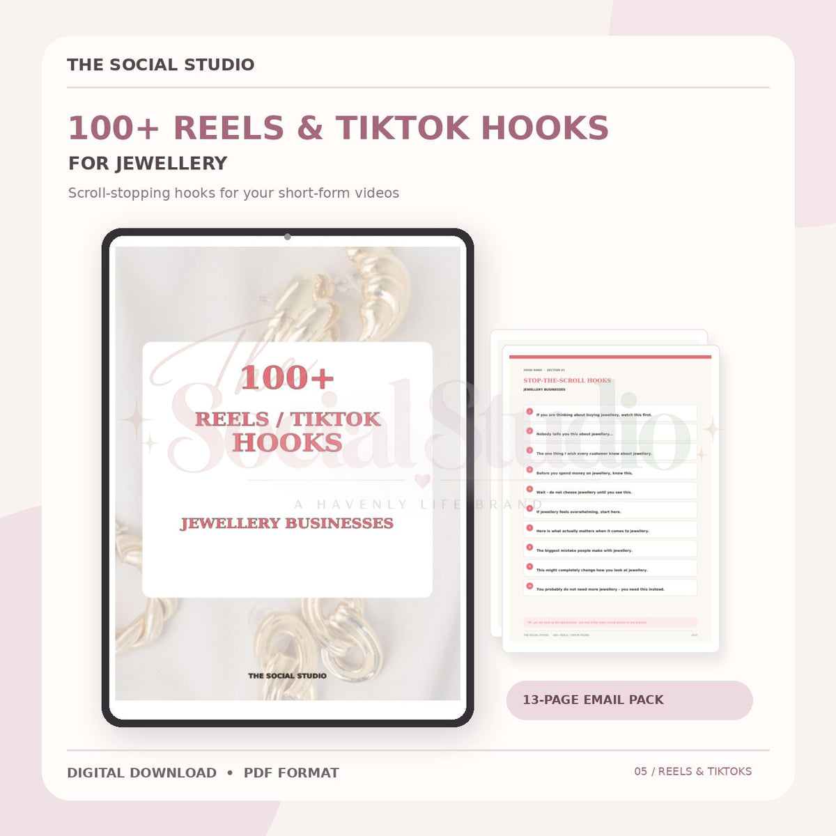 Jewellery – 100+ Reels & TikTok Hooks | The Social Studio