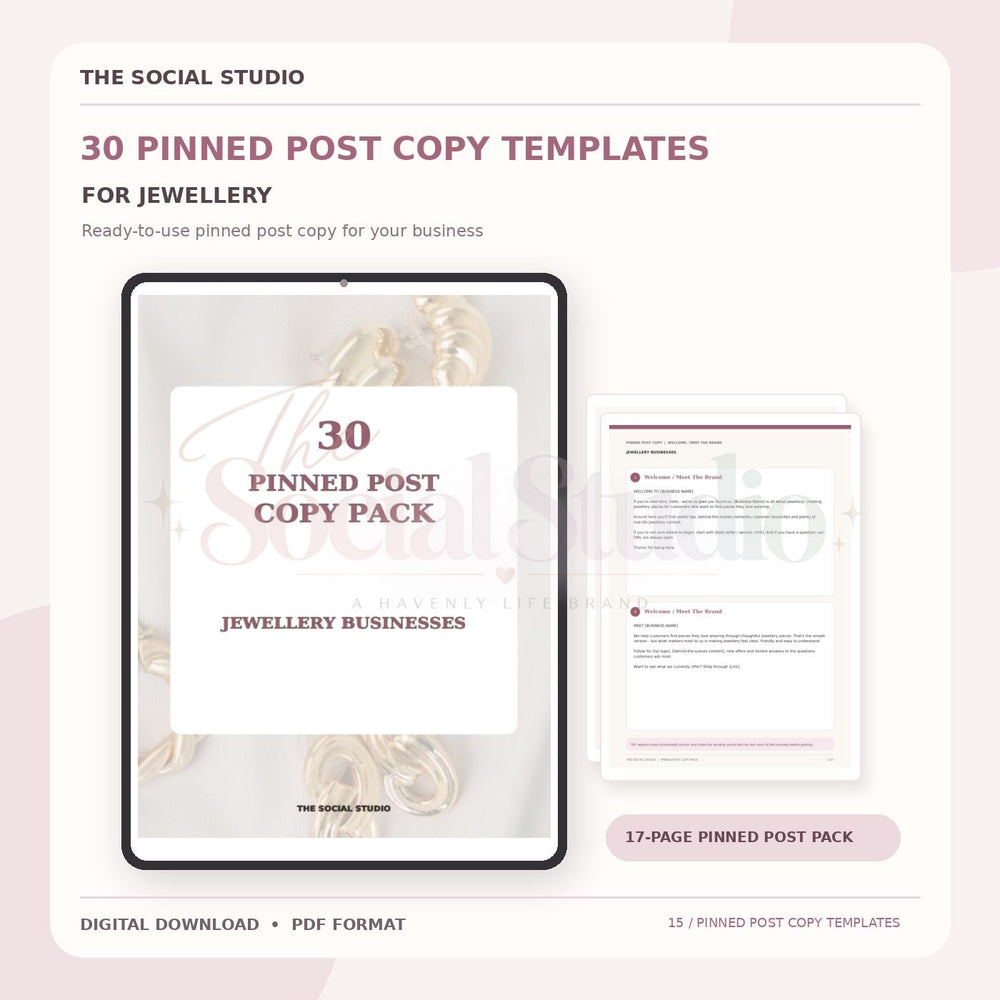 Jewellery – Pinned Post Copy Pack | The Social Studio