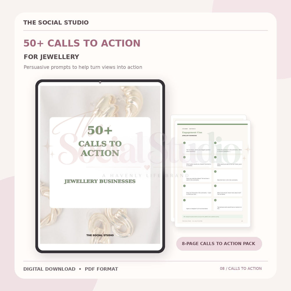 Jewellery – Calls to Action Pack | The Social Studio