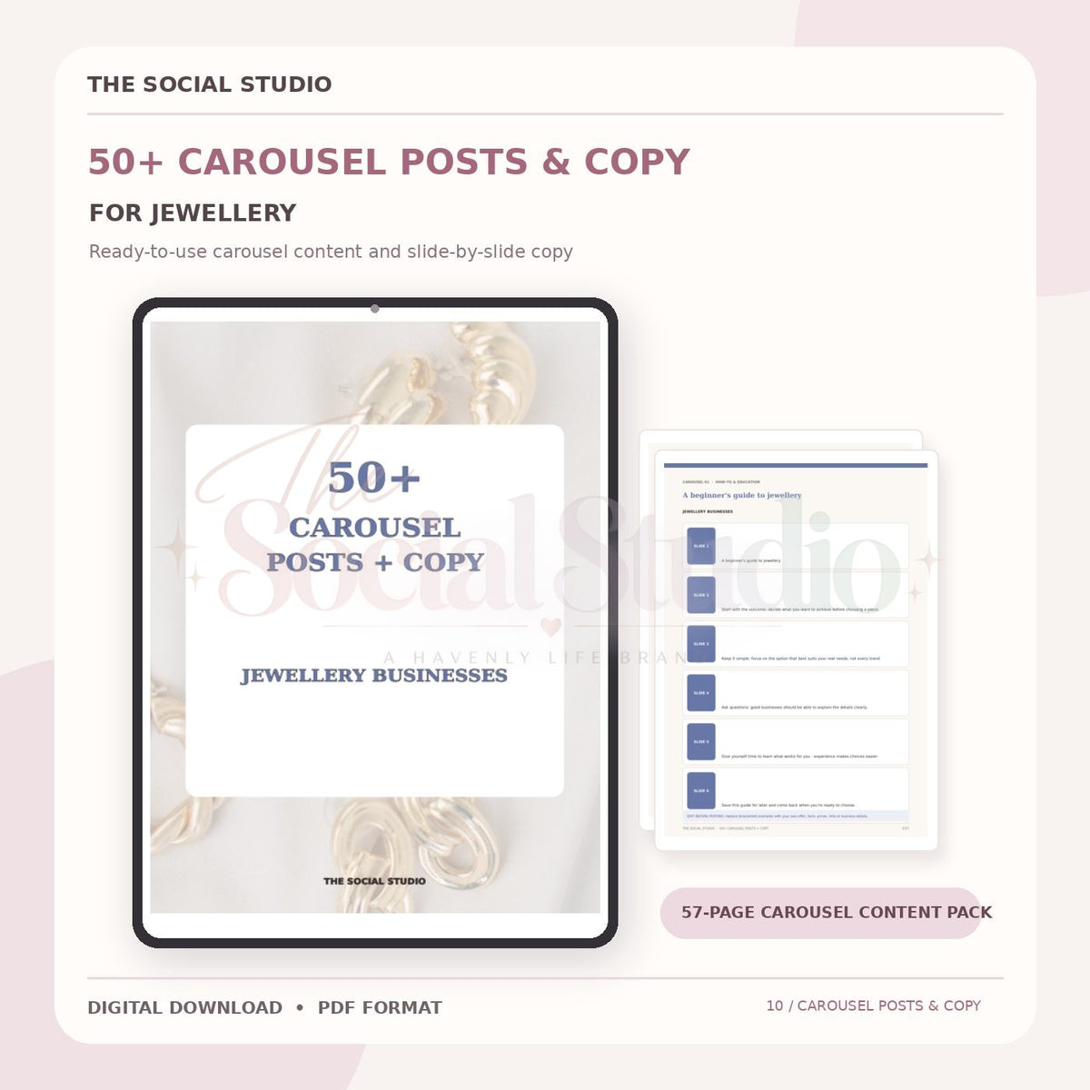 Jewellery – Carousel Ideas & Copy Pack | The Social Studio