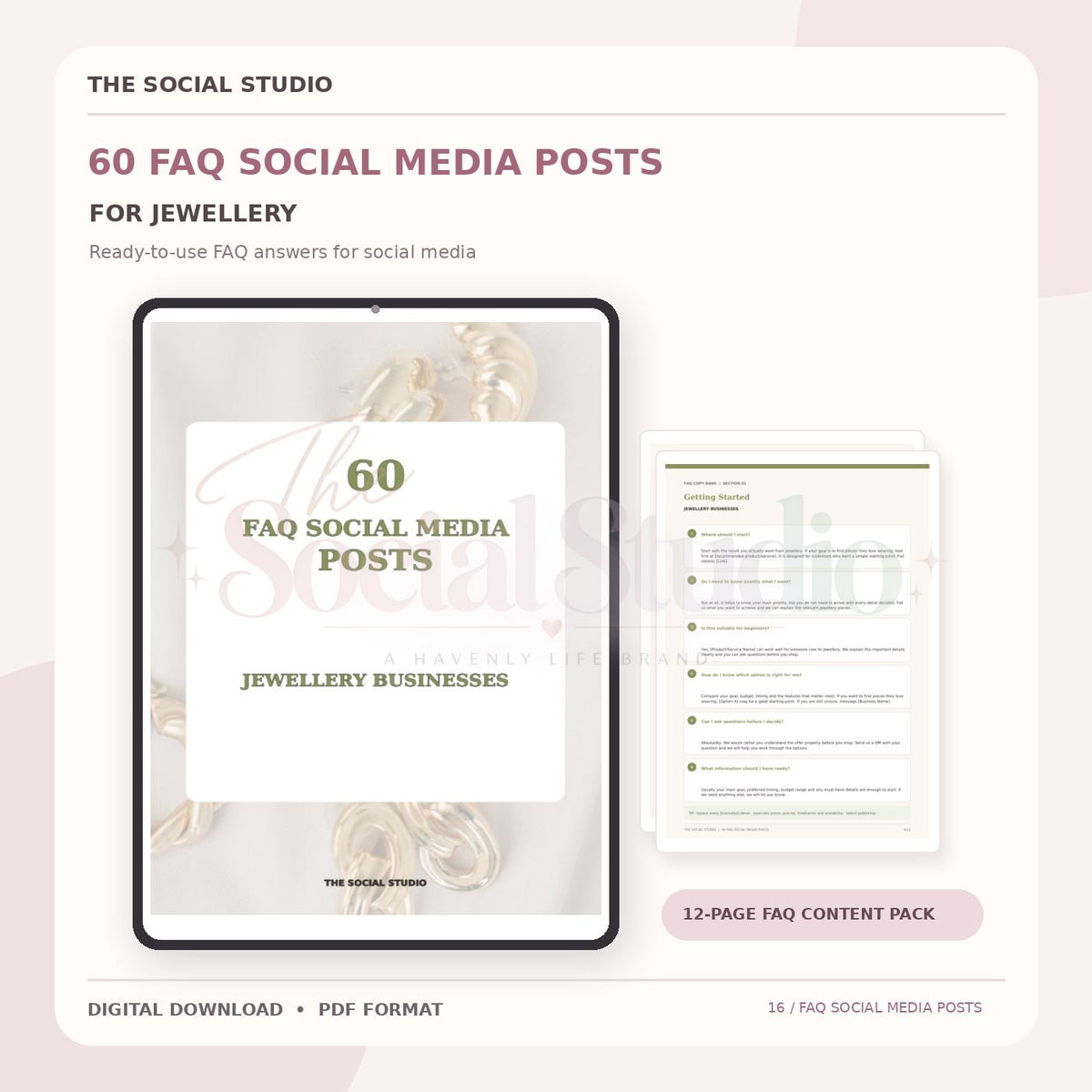 Jewellery – FAQ Social Media Post Pack | The Social Studio