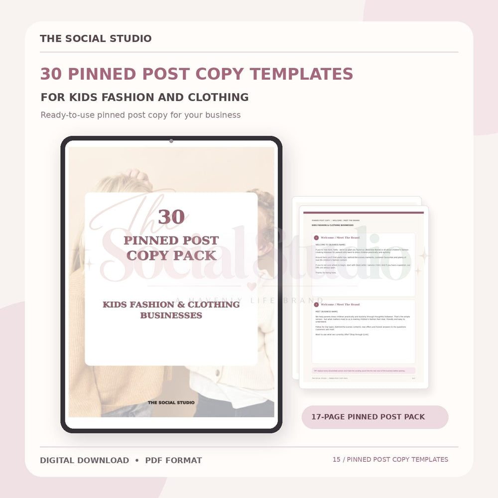 Kids Fashion & Clothing – Pinned Post Copy Pack | The Social Studio