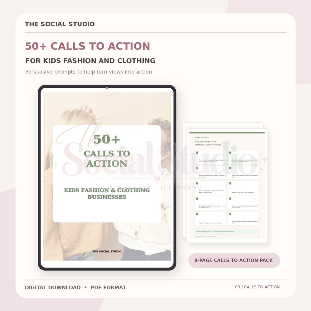 Kids Fashion & Clothing – Calls to Action Pack | The Social Studio