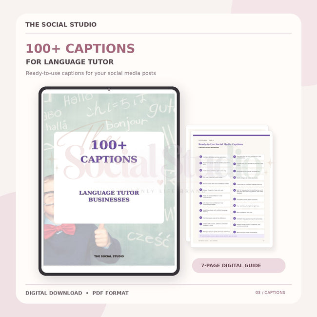 Learning Language Tutors – Caption Pack | The Social Studio