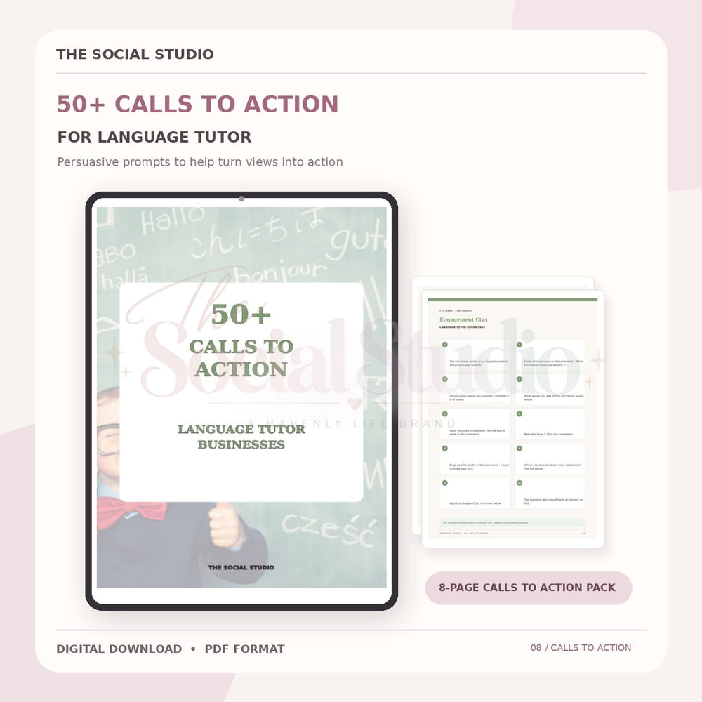 Learning Language Tutors – Calls to Action Pack | The Social Studio