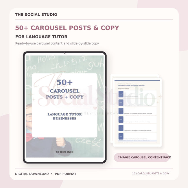 Learning Language Tutors – Carousel Ideas & Copy Pack | The Social Studio