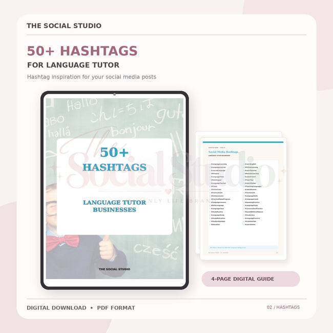Learning Language Tutors – Hashtag Pack | The Social Studio