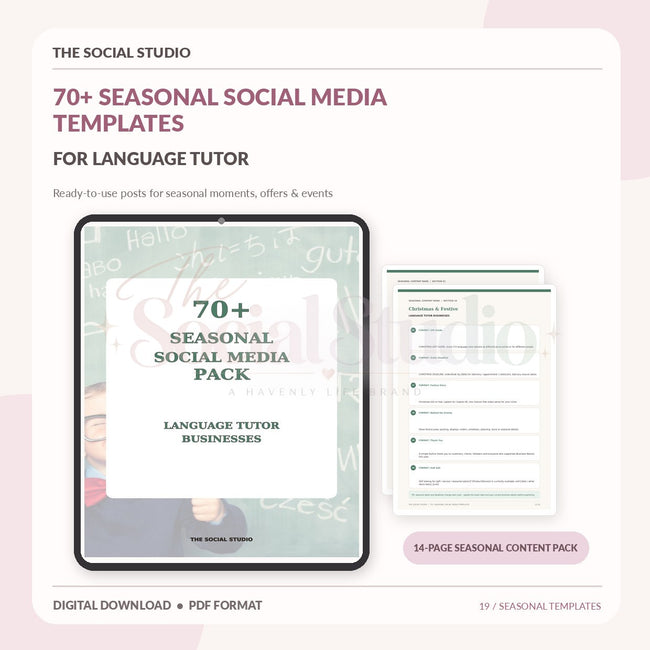 Learning Language Tutors – Seasonal Social Media Pack | The Social Studio