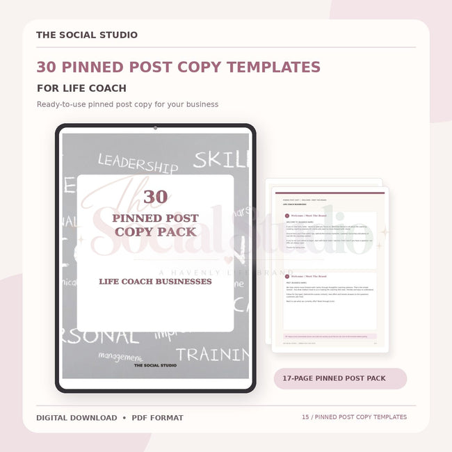 Life Coach – Pinned Post Copy Pack | The Social Studio