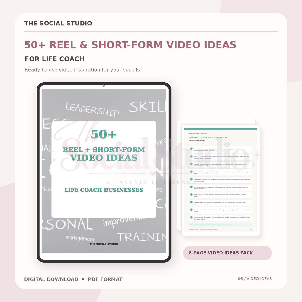 Life Coach – Reels & Short-Form Video Ideas Pack | The Social Studio