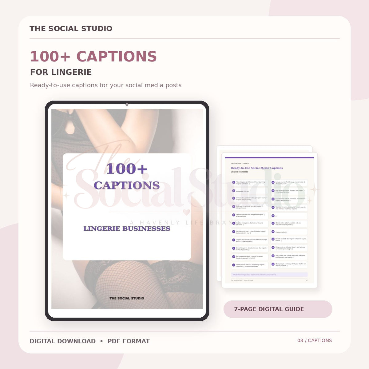Lingerie – Caption Pack | The Social Studio