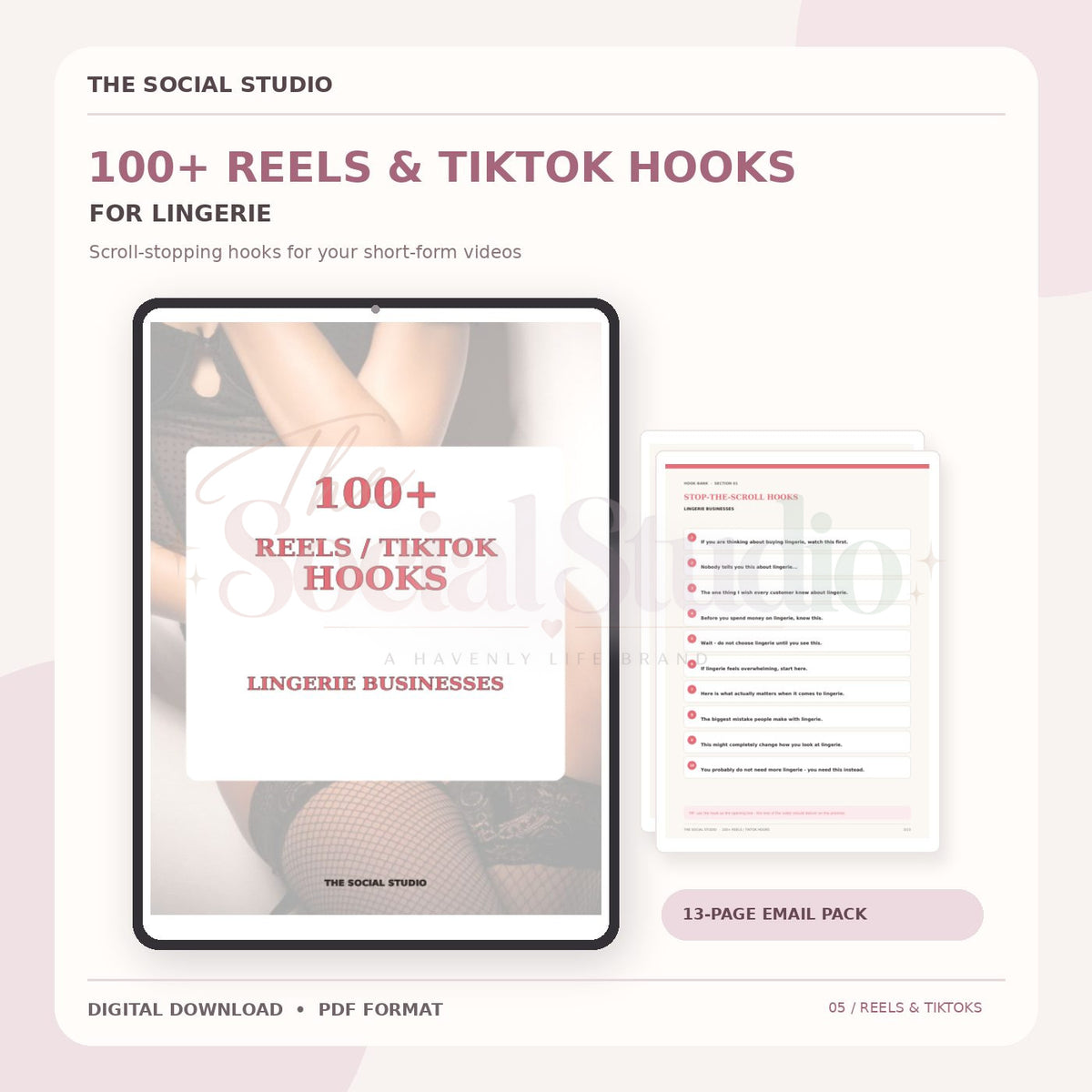 Lingerie – 100+ Reels & TikTok Hooks | The Social Studio