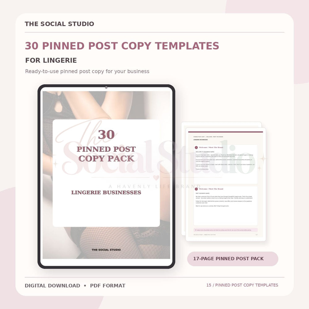 Lingerie – Pinned Post Copy Pack | The Social Studio