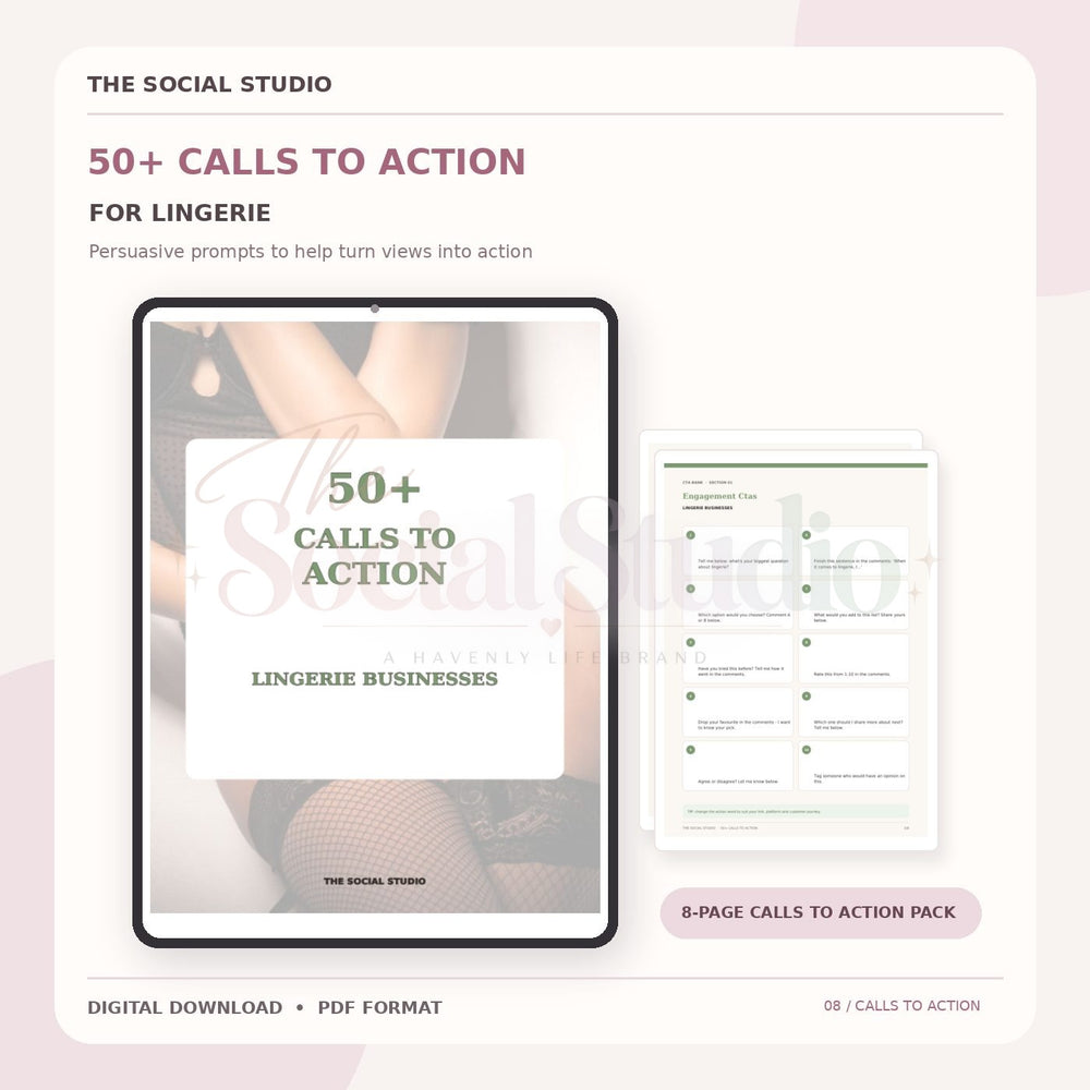 Lingerie – Calls to Action Pack | The Social Studio