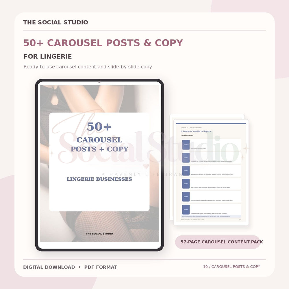 Lingerie – Carousel Ideas & Copy Pack | The Social Studio