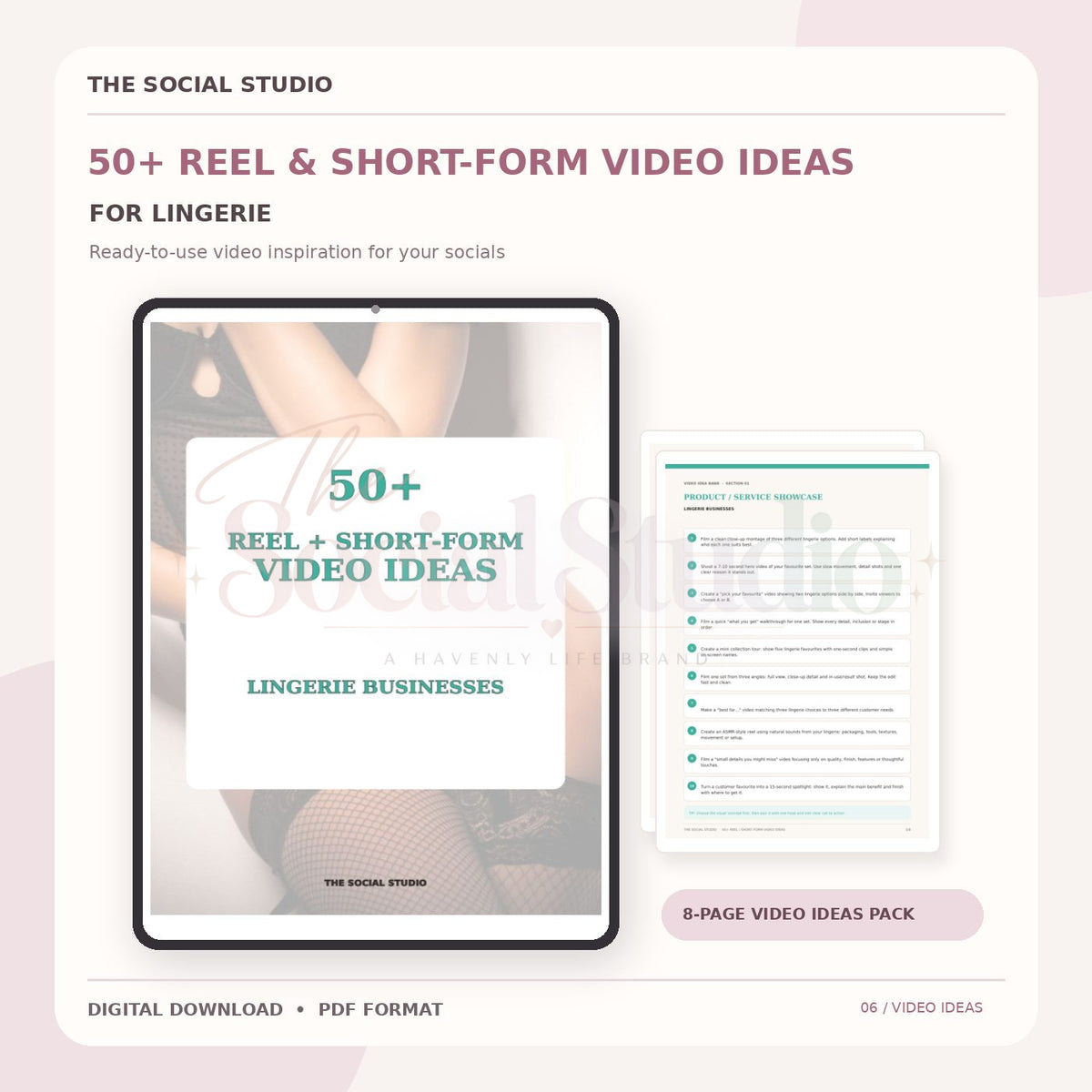 Lingerie – Reels & Short-Form Video Ideas Pack | The Social Studio