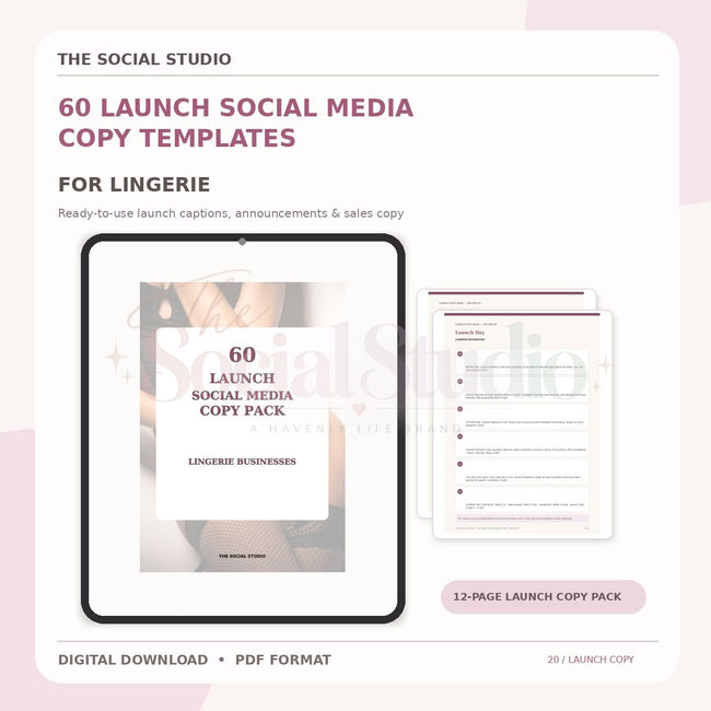 Lingerie – Launch Social Media Copy Pack | The Social Studio