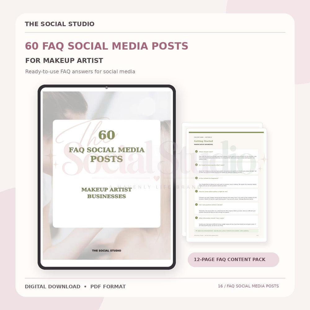Makeup Artist – FAQ Social Media Post Pack | The Social Studio