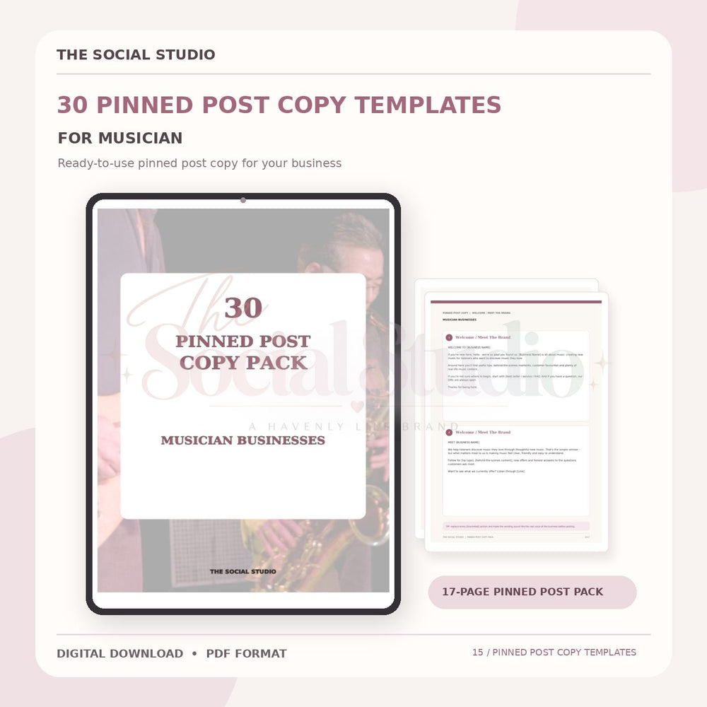 Musicians – Pinned Post Copy Pack | The Social Studio