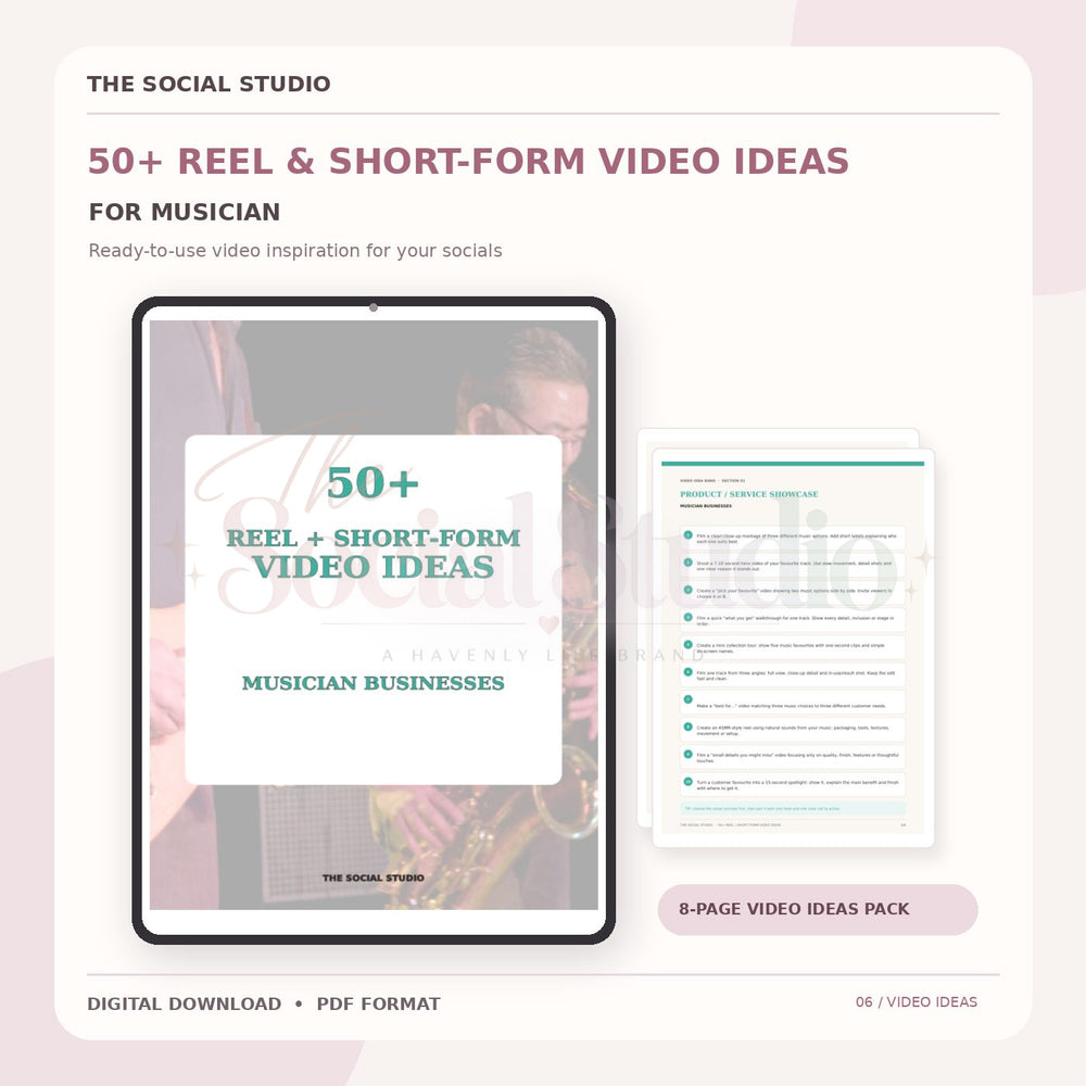 Musicians – Reels & Short-Form Video Ideas Pack | The Social Studio