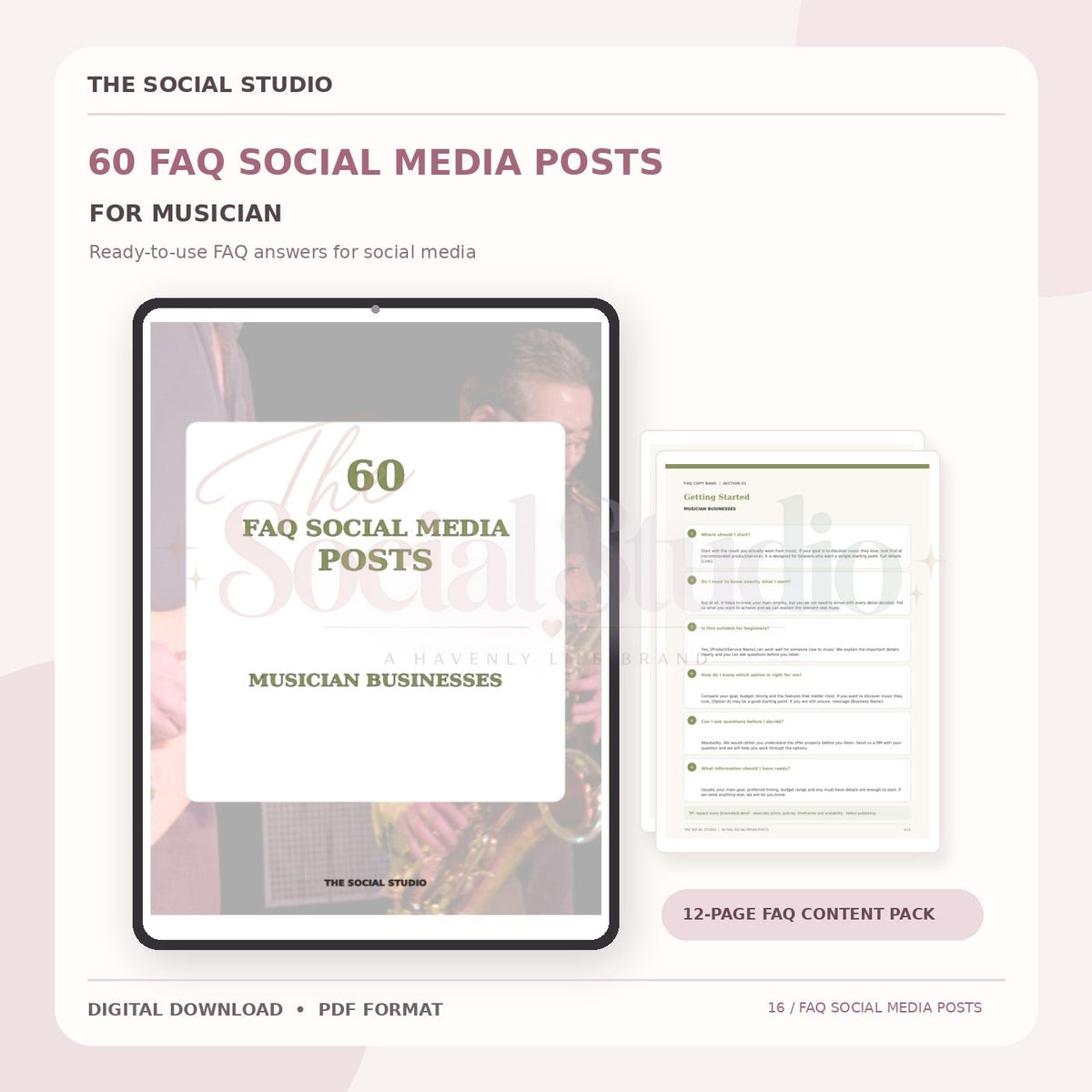 Musicians – FAQ Social Media Post Pack | The Social Studio