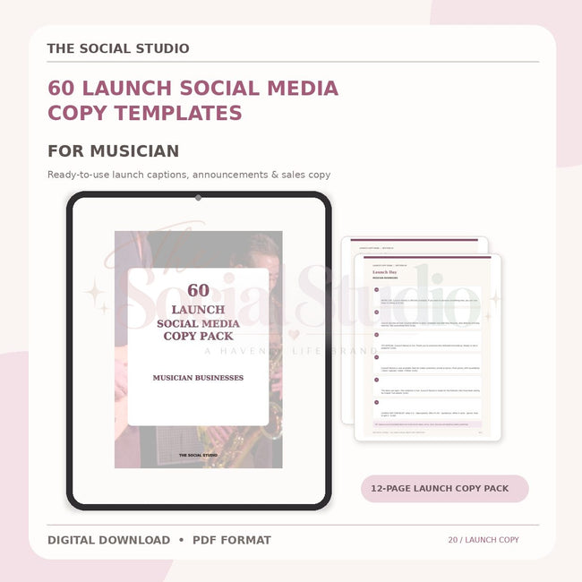 Musicians – Launch Social Media Copy Pack | The Social Studio