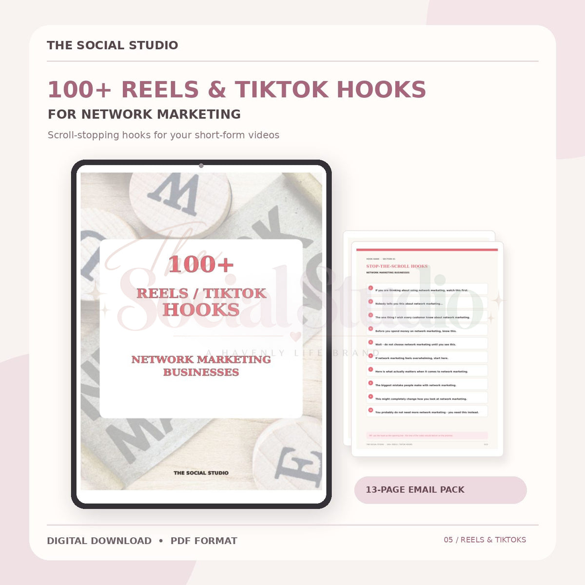 Network Marketing – 100+ Reels & TikTok Hooks | The Social Studio