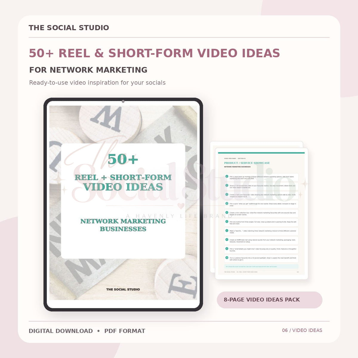 Network Marketing – Reels & Short-Form Video Ideas Pack | The Social Studio