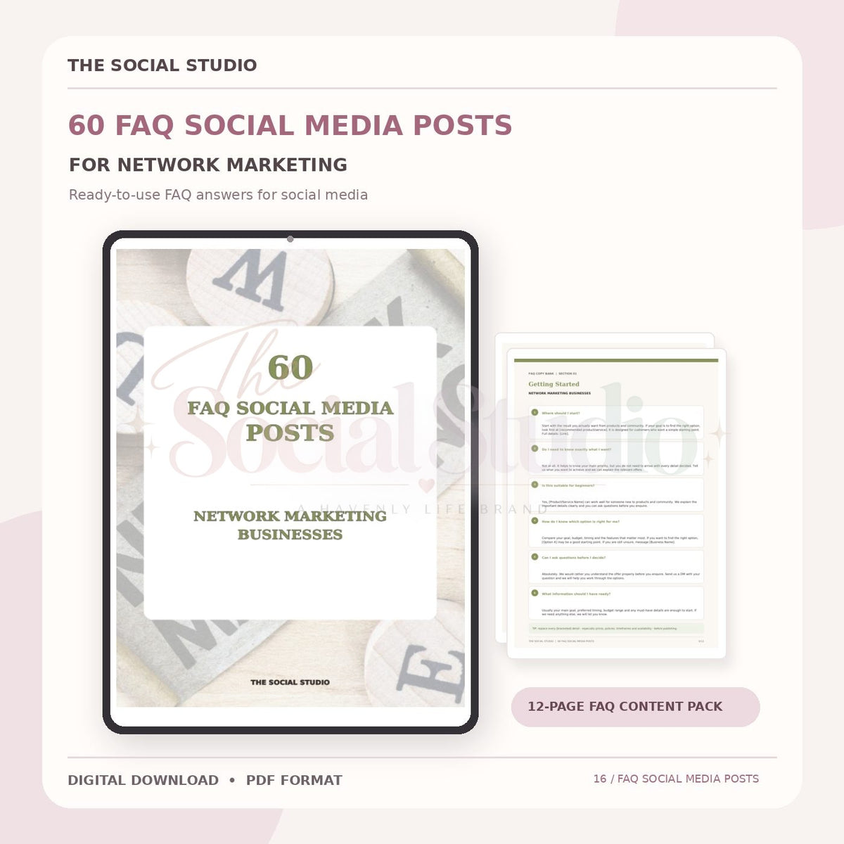 Network Marketing – FAQ Social Media Post Pack | The Social Studio
