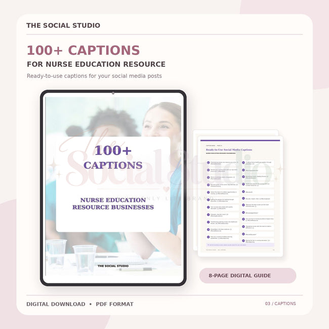 Nurse Education Resources – Caption Pack | The Social Studio