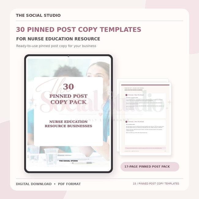 Nurse Education Resources – Pinned Post Copy Pack | The Social Studio