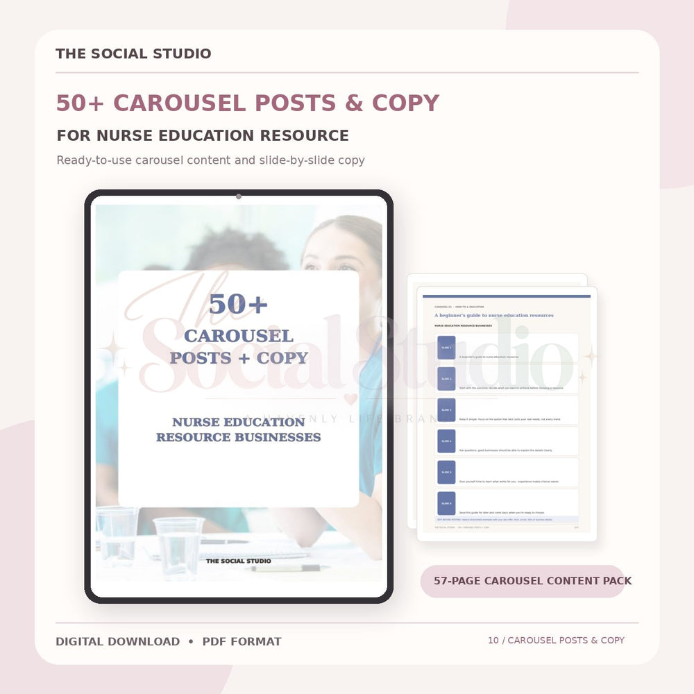 Nurse Education Resources – Carousel Ideas & Copy Pack | The Social Studio