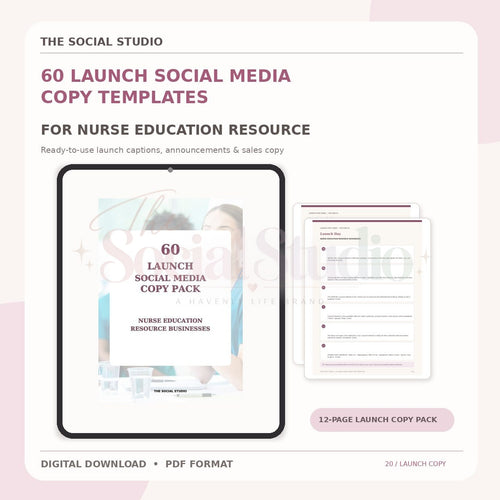 Nurse Education Resources – Launch Social Media Copy Pack | The Social Studio