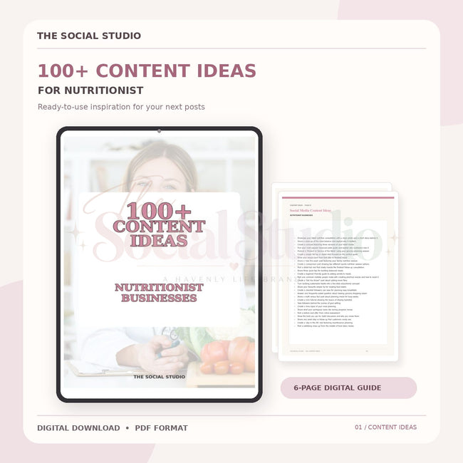 Nutritionists – Content Ideas Pack | The Social Studio