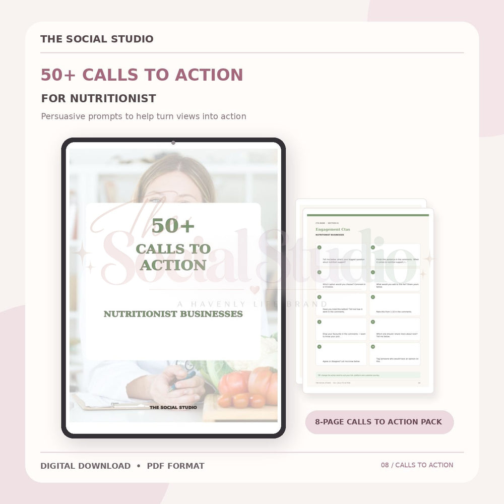 Nutritionists – Calls to Action Pack | The Social Studio