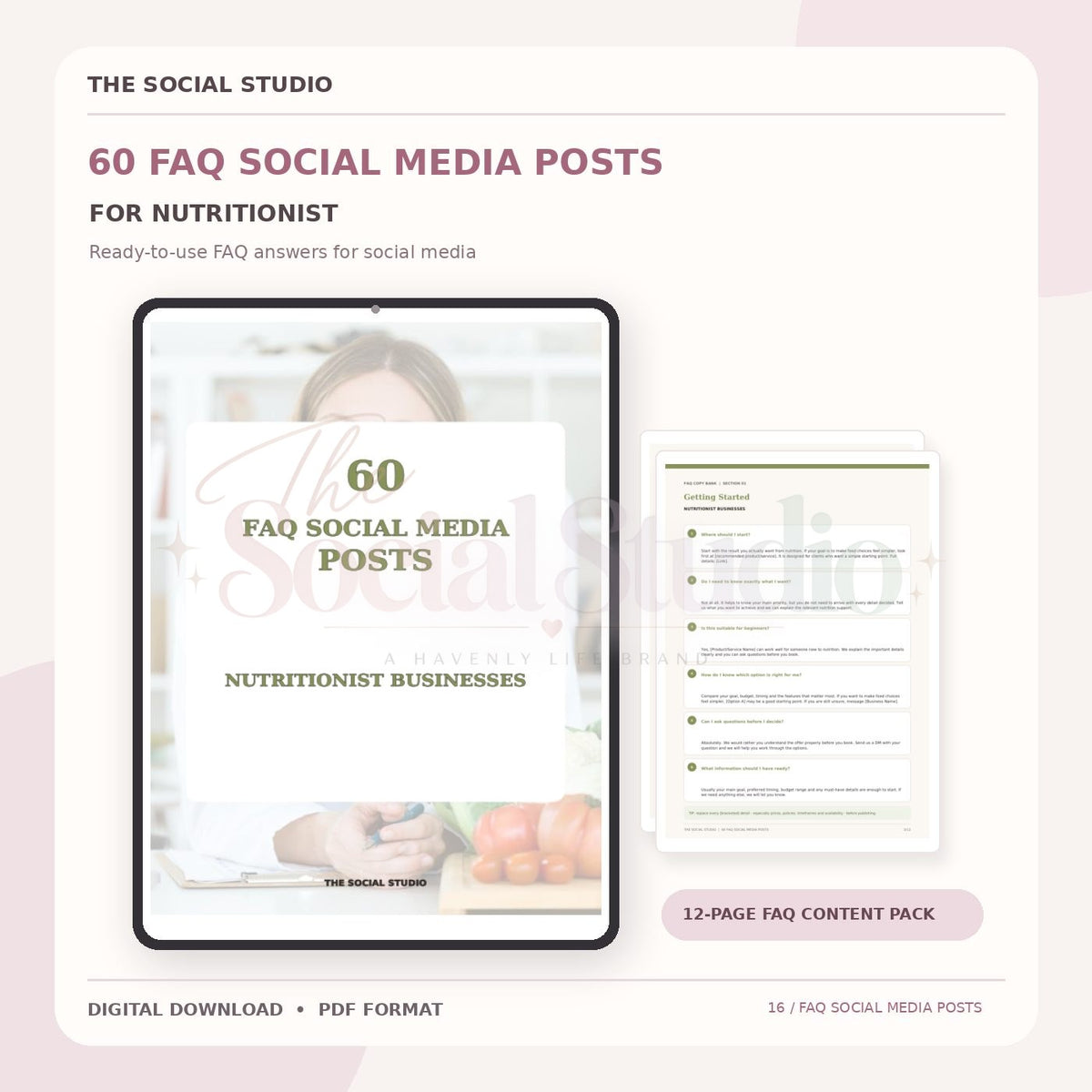 Nutritionists – FAQ Social Media Post Pack | The Social Studio