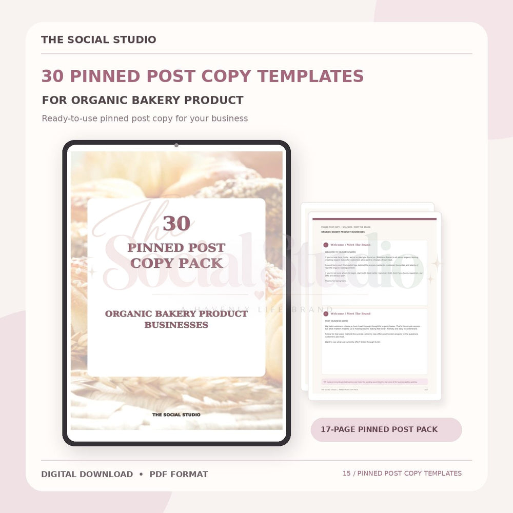 Organic Bakery Products – Pinned Post Copy Pack | The Social Studio