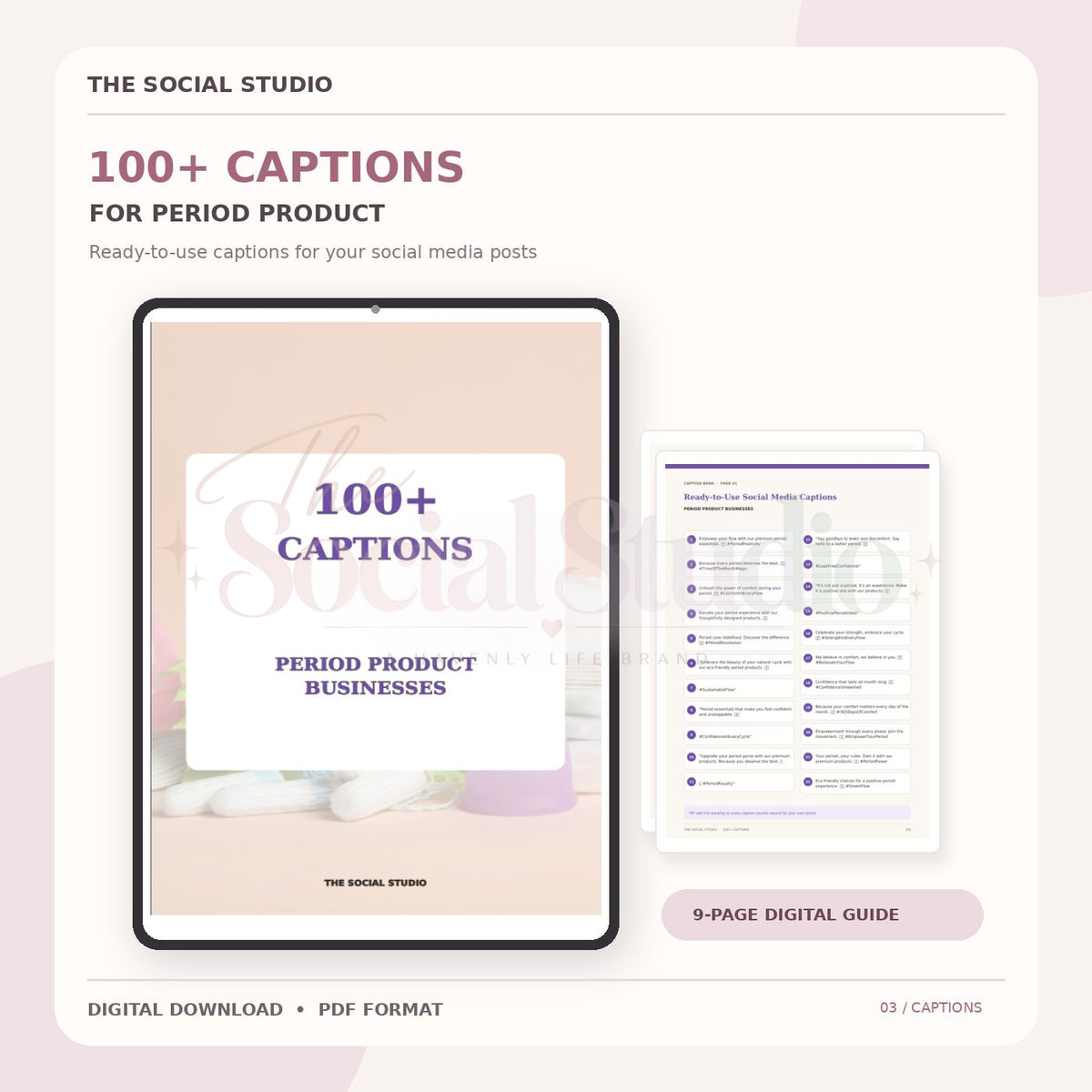 Period Product – Caption Pack | The Social Studio