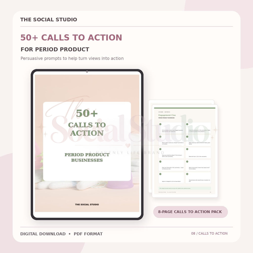 Period Product – Calls to Action Pack | The Social Studio