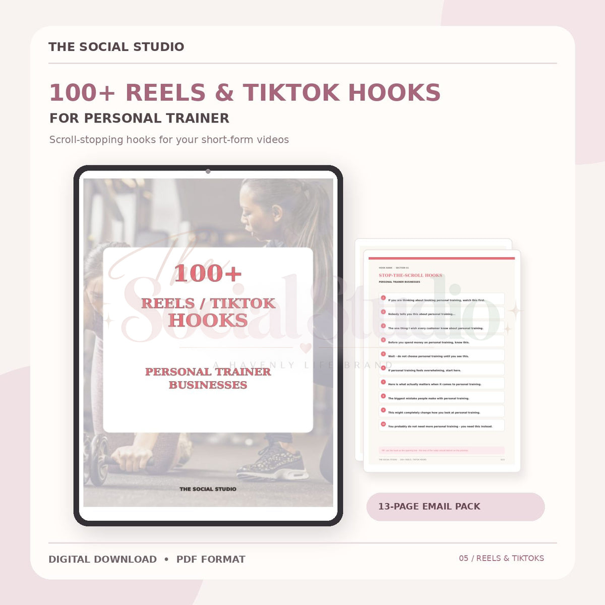 Personal Trainer – 100+ Reels & TikTok Hooks | The Social Studio