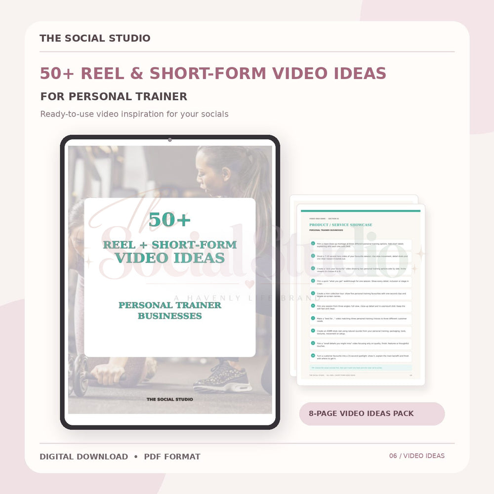 Personal Trainer – Reels & Short-Form Video Ideas Pack | The Social Studio