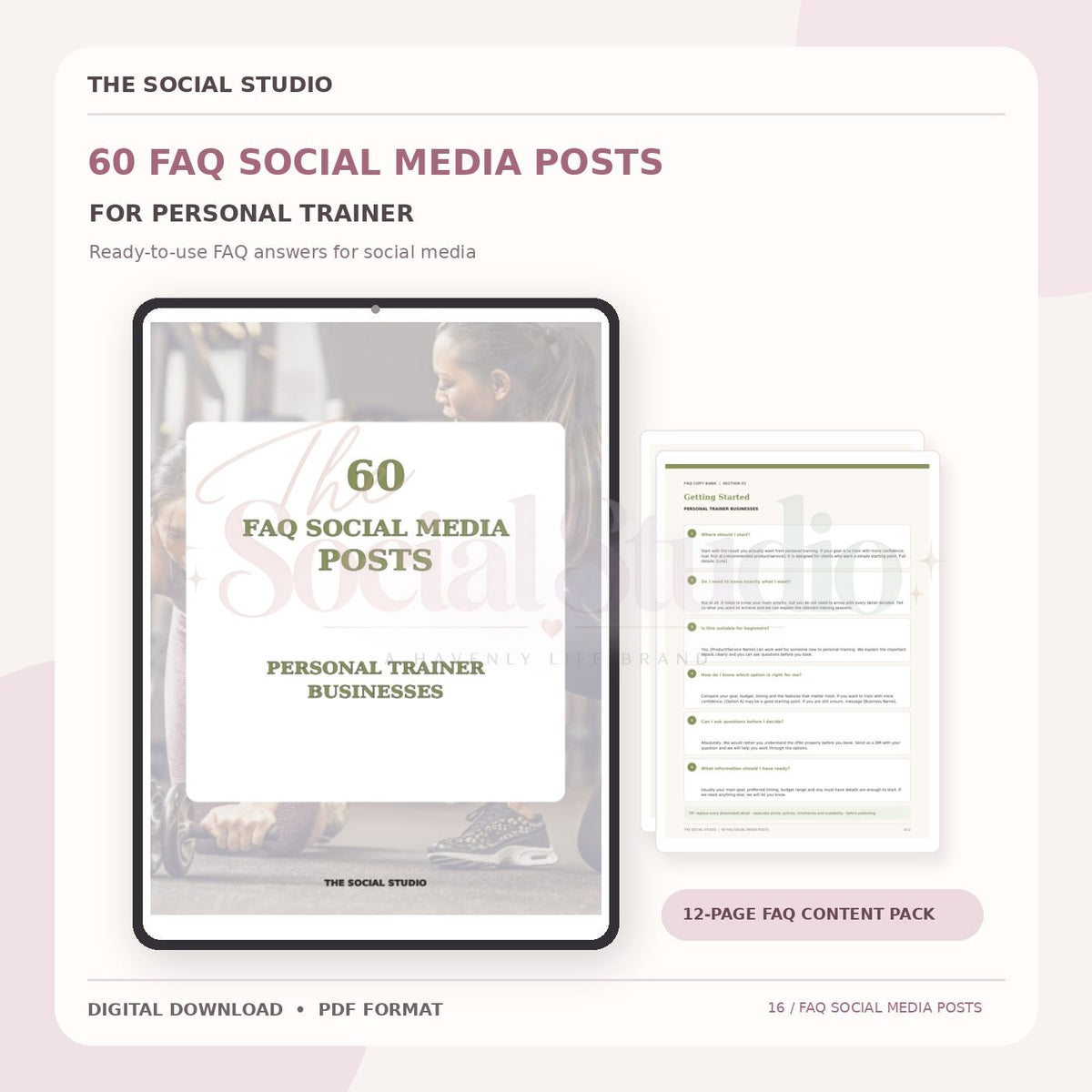 Personal Trainer – FAQ Social Media Post Pack | The Social Studio