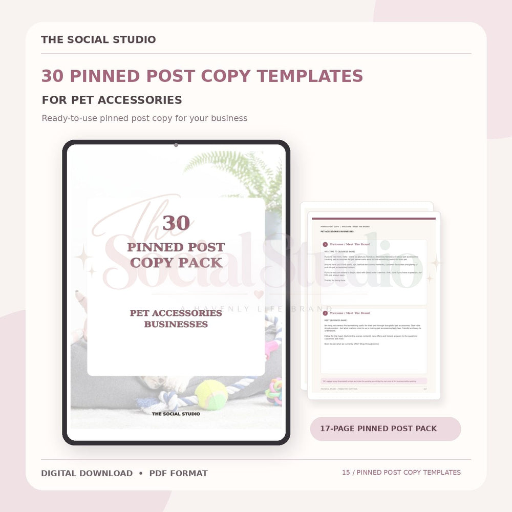 Pet Accessories – Pinned Post Copy Pack | The Social Studio