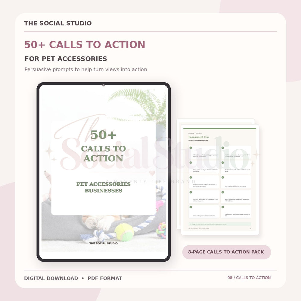 Pet Accessories – Calls to Action Pack | The Social Studio