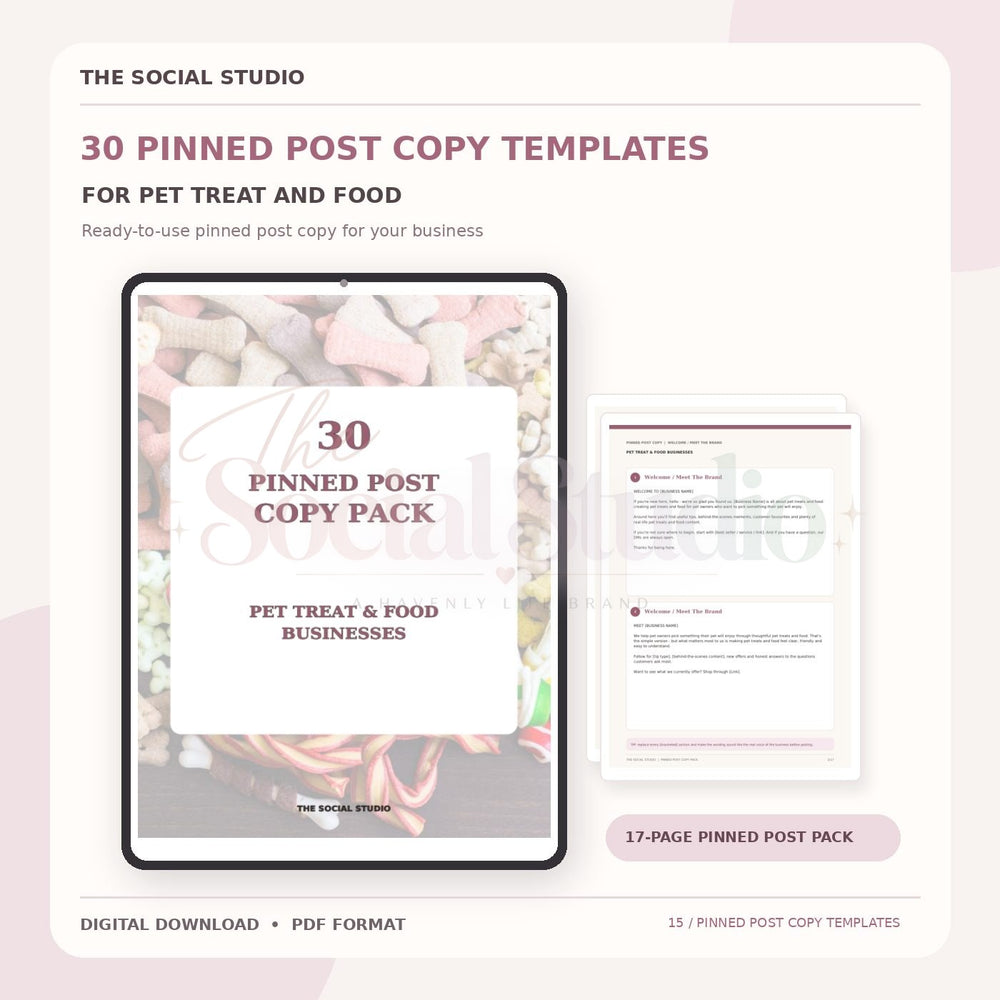 Pet Treats and Food – Pinned Post Copy Pack | The Social Studio