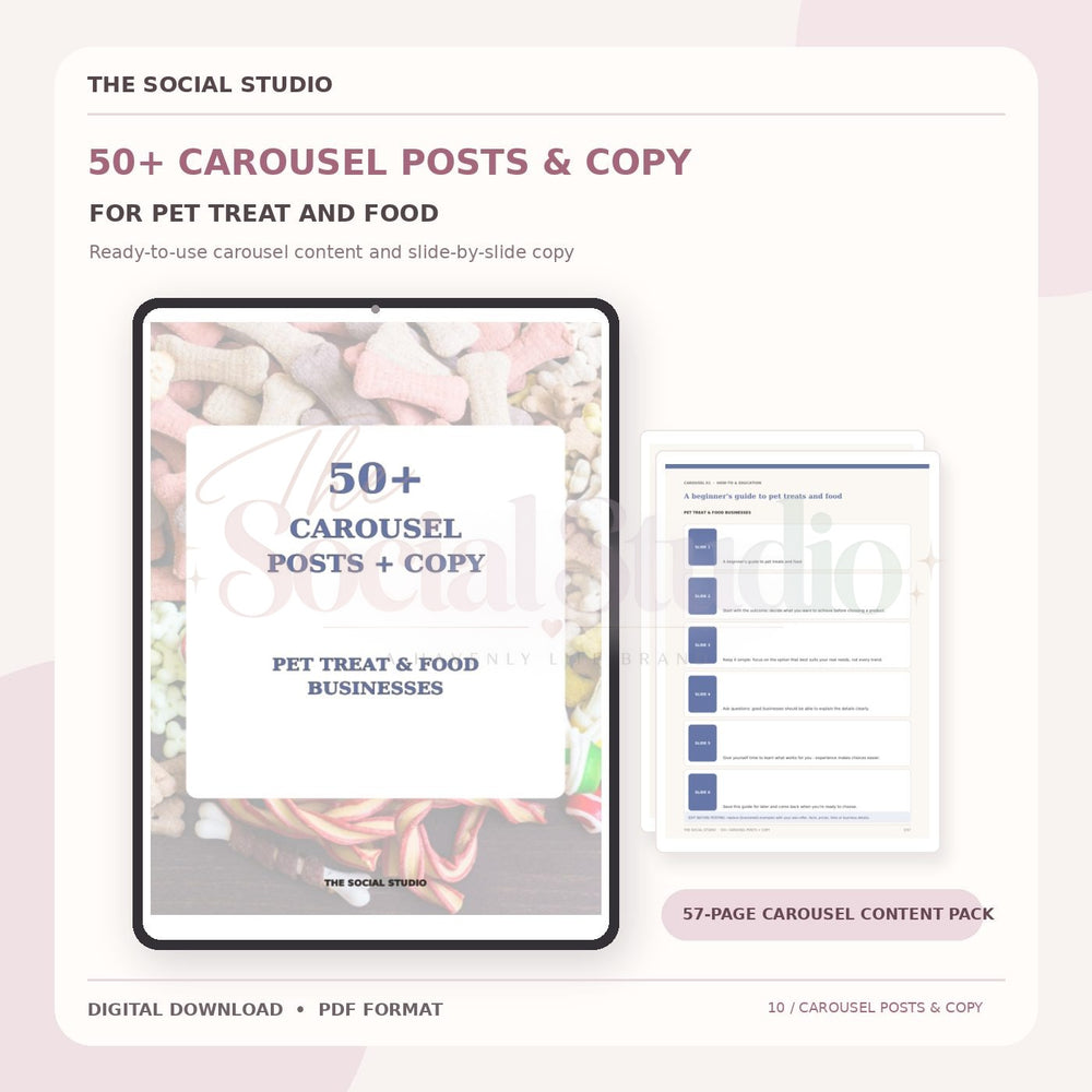 Pet Treats and Food – Carousel Ideas & Copy Pack | The Social Studio