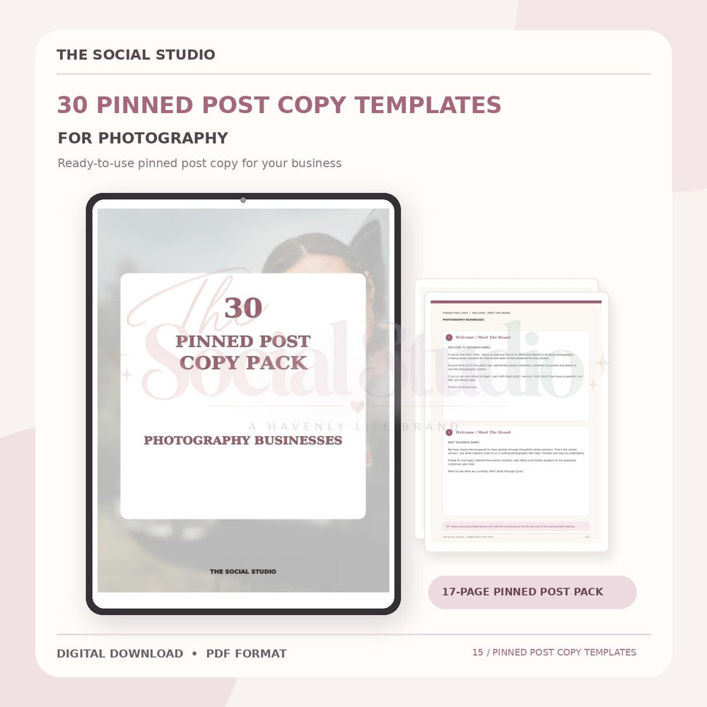 Photography – Pinned Post Copy Pack | The Social Studio