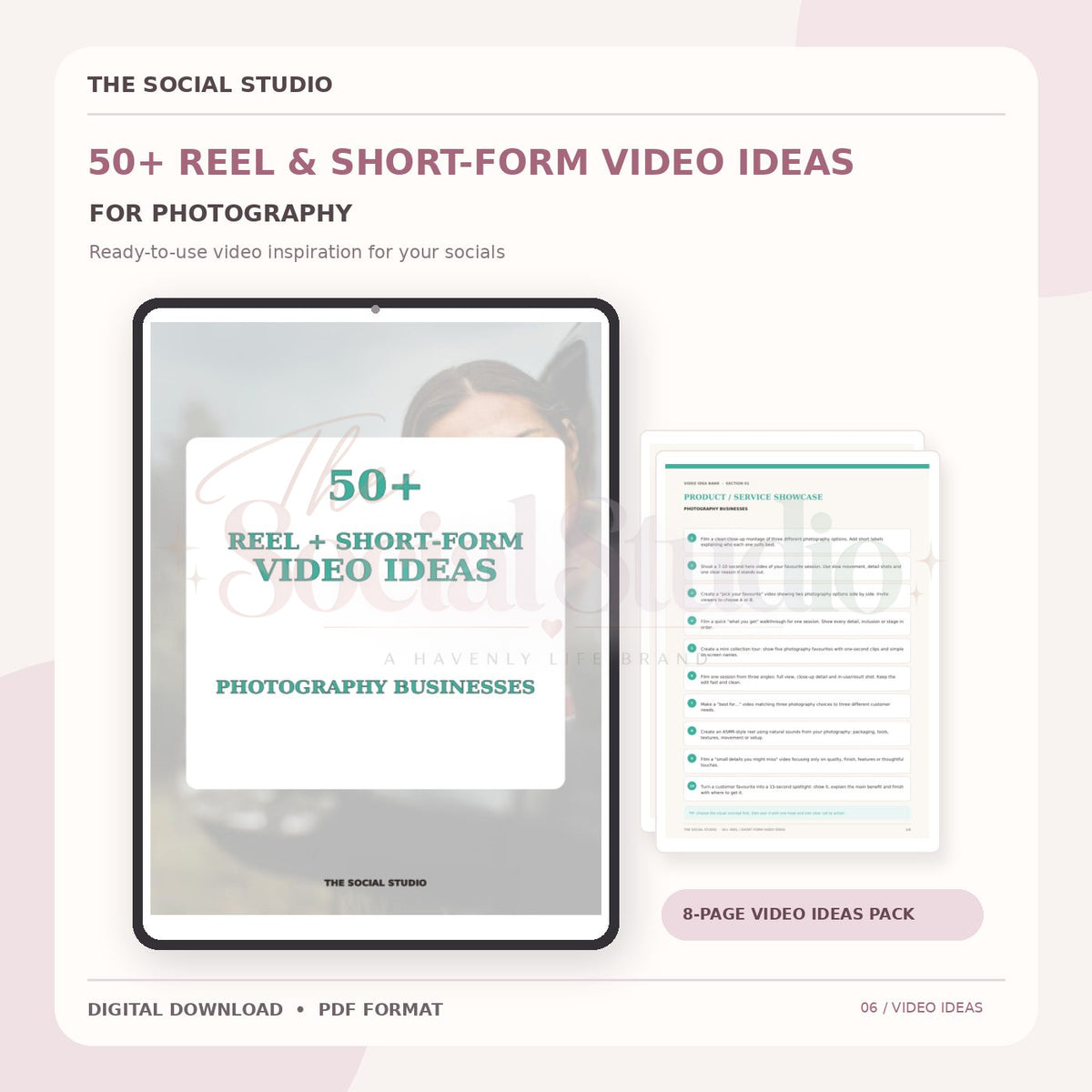 Photography – Reels & Short-Form Video Ideas Pack | The Social Studio
