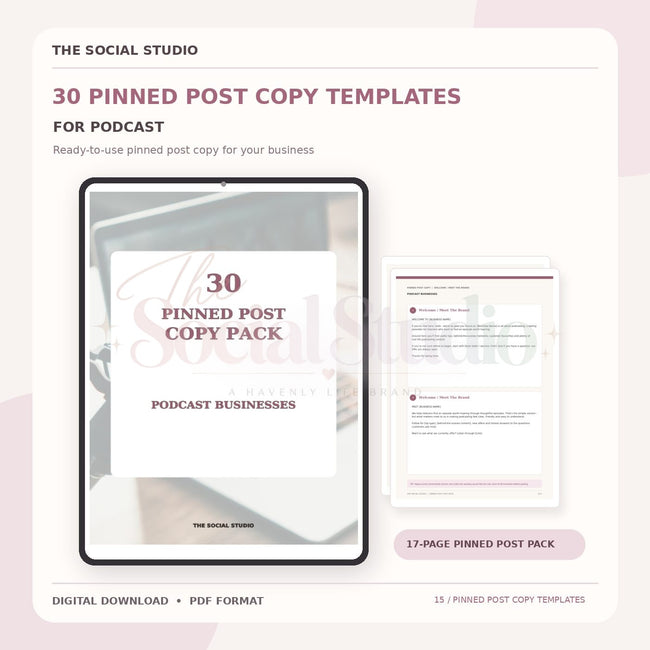 Podcasts – Pinned Post Copy Pack | The Social Studio